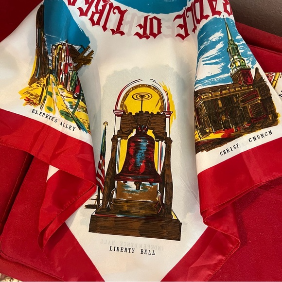 Vintage Philadelphia Cradle of Liberty Patriotic Scarf - Picture 4 of 6